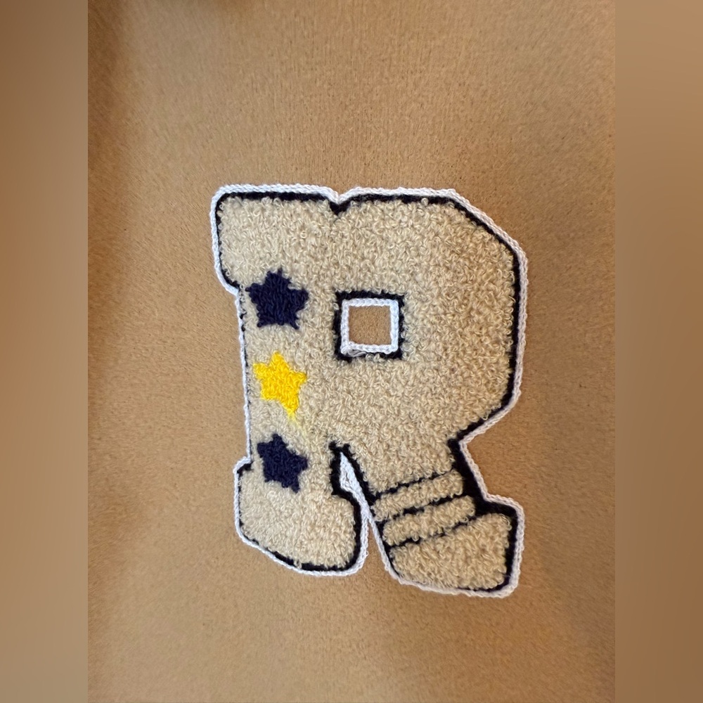 Men's Colorblock Varsity Jacket - Tan & Navy - Picture 8 of 9